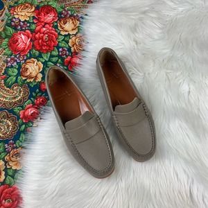 Aquatalia Kacey Tumbled Leather Loafers Gray Slip on 7.5